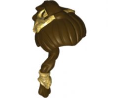 Minifigure, Hair Female Ponytail Long Braided with Gold Hair Clips Pattern
