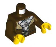 Torso Town Prisoner Shirt Under Fur-Lined Jacket with Pockets and '86' Pattern / Dark Brown Arms / Yellow Hands