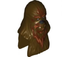 Minifigure, Head, Modified SW Wookiee, Wullffwarro with Dark Orange Fur Pattern