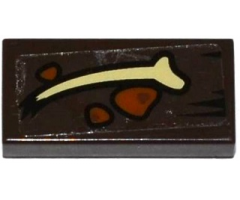 Tile 1 x 2 with Bone Fragment and Orange Pebbles Pattern (Sticker) - Set 79014