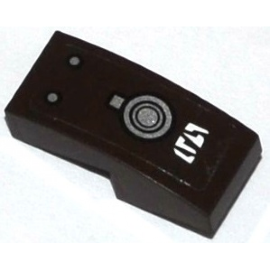 Slope, Curved 2 x 1 with White Alien Characters, Filler Cap and Rivets Pattern Model Left Side (Sticker) - Set 70145