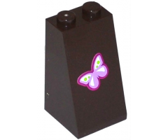 Slope 75 2 x 2 x 3 - Solid Studs with Lavender, White, Lime and Magenta Butterfly Pattern (Sticker) - Set 41059