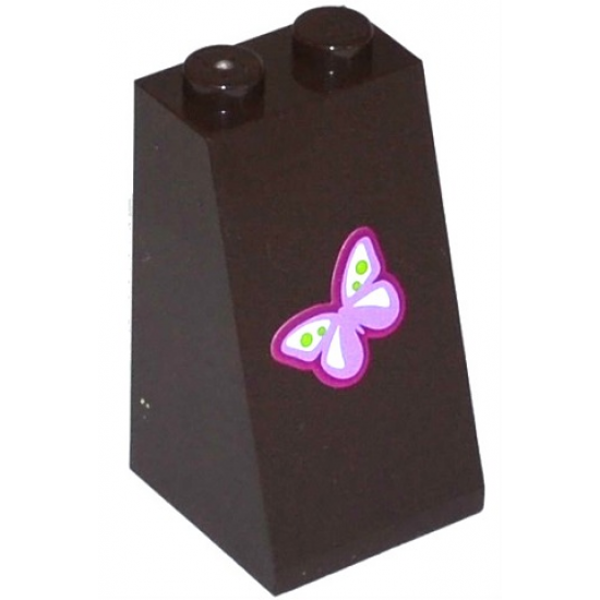 Slope 75 2 x 2 x 3 - Solid Studs with Lavender, White, Lime and Magenta Butterfly Pattern (Sticker) - Set 41059