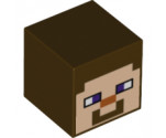 Minifigure, Head, Modified Cube with Minecraft Steve Face Pattern