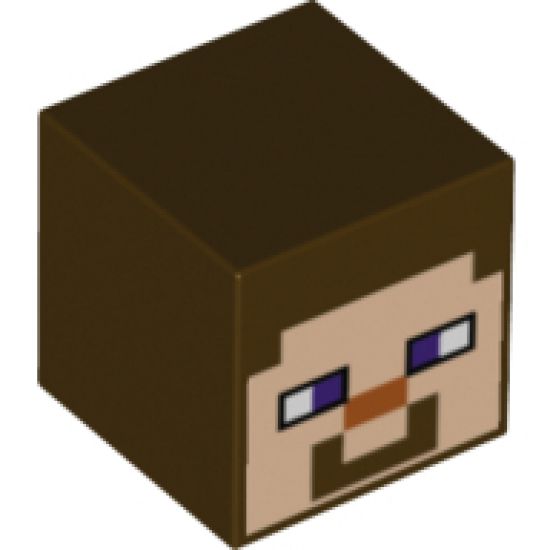 Minifigure, Head, Modified Cube with Minecraft Steve Face Pattern