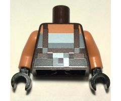 Torso Pixelated Dark Brown Suspenders over White Top and Black Belt with Buckle Pattern / Nougat Arms / Black Hands