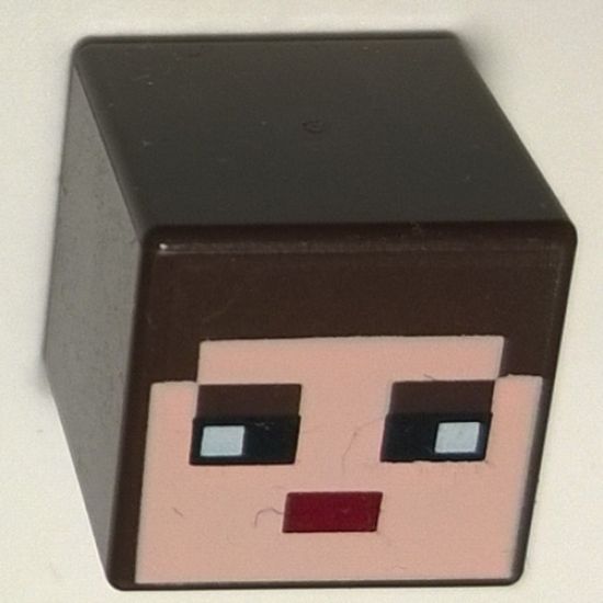 Minifigure, Head, Modified Cube with Minecraft Skin 3 Pattern