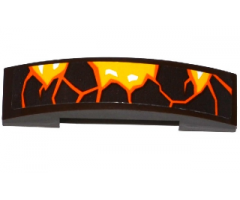 Slope, Curved 4 x 1 Double with Orange Cracks and Lava Pattern Model Left Side (Sticker) - Set 70321