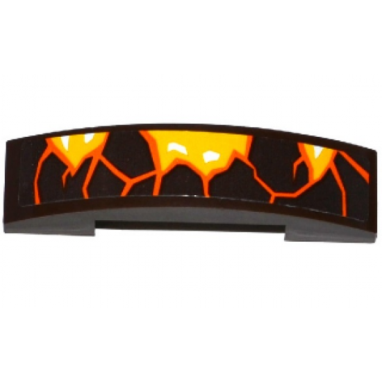 Slope, Curved 4 x 1 Double with Orange Cracks and Lava Pattern Model Left Side (Sticker) - Set 70321