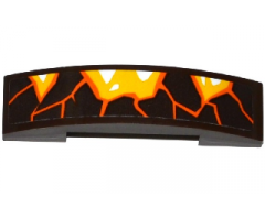 Slope, Curved 4 x 1 Double with Orange Cracks and Lava Pattern Model Right Side (Sticker) - Set 70321