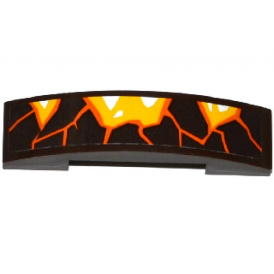 Slope, Curved 4 x 1 Double with Orange Cracks and Lava Pattern Model Right Side (Sticker) - Set 70321