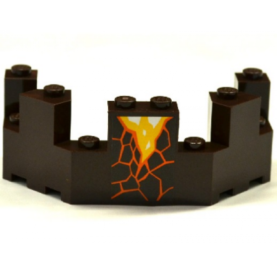 Roof Castle Turret Top 4 x 8 x 2 1/3 with Cracks and Lava Pattern (Sticker) - Set 70321