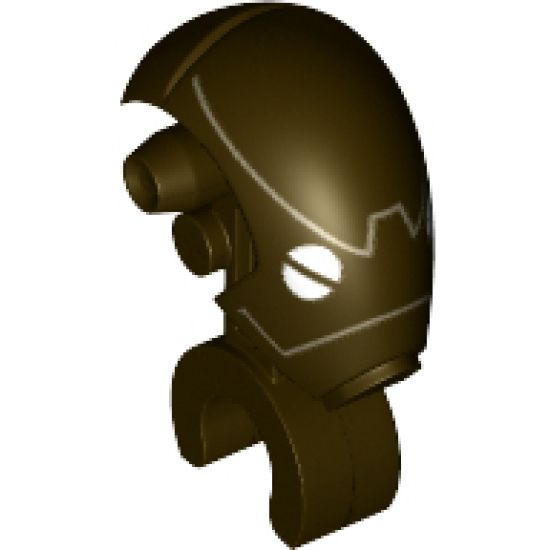 Minifigure, Head, Modified Mechanical with White Eyes and Dark Tan Lines Pattern (SW Commando Droid)