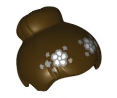 Minifigure, Hair Female with Top Knot Bun and White and Silver Flowers Pattern