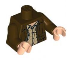 Torso Indiana Jones Leather Jacket, Button Down Shirt Pattern / Dark Brown Arms / Light Nougat Hands