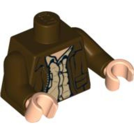 Torso Indiana Jones Leather Jacket, Button Down Shirt Pattern / Dark Brown Arms / Light Nougat Hands