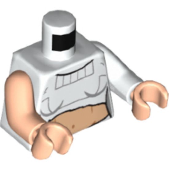 Torso SW Female Torn Shirt Pattern (Padme Amidala) / White Arm Left / Light Nougat Arm Right / Light Nougat Hands