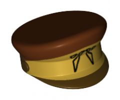 Minifigure, Headgear Cap, Captain with Gold Stripe, Black Insignia and Reddish Brown Top Pattern (SW Naboo Security Guard)