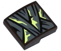 Slope, Curved 2 x 2 with Dark Bluish Gray Wrapping with Yellowish Green Stains Pattern (Sticker) - Set 70737