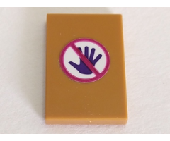 Tile 2 x 3 with Purple Hand and Do Not Touch Pattern (Sticker) - Set 41335