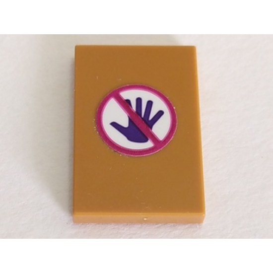 Tile 2 x 3 with Purple Hand and Do Not Touch Pattern (Sticker) - Set 41335