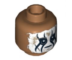 Minifigure, Head Dual Sided Face Paint and Dirt Patches Neutral / Mouth Open Frown Pattern (Tonto) - Hollow Stud