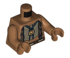 Torso Bare Chest with Beaded Armor, Fur and Gold Minifigure Pendant Pattern / Medium Nougat Arms / Medium Nougat Hands