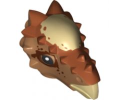 Animal, Body Part Dinosaur Head Stygimoloch with Dark Orange Top with Tan Spot Pattern