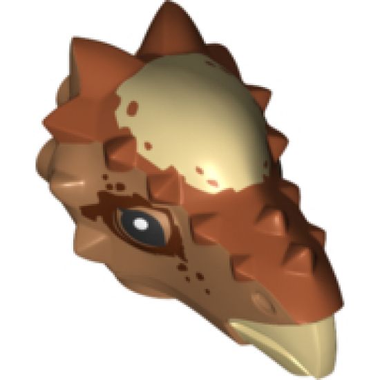 Animal, Body Part Dinosaur Head Stygimoloch with Dark Orange Top with Tan Spot Pattern