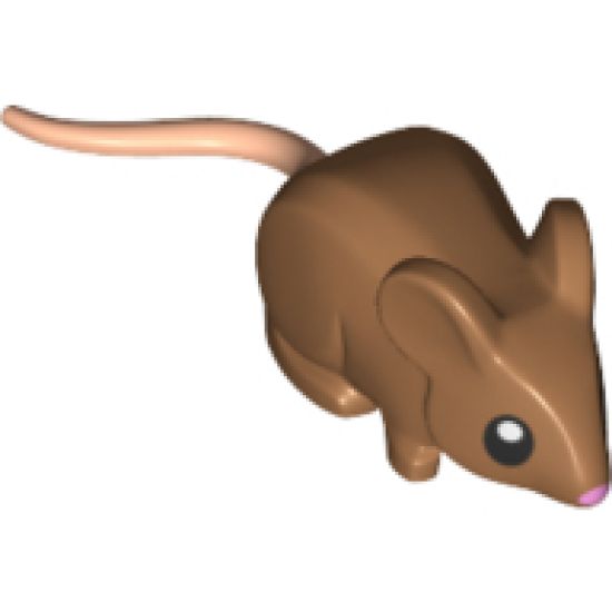 Mouse with Light Nougat Tail, Black Eyes and Bright Pink Nose Pattern