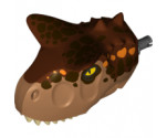 Animal, Body Part Dinosaur Head Carnotaurus with Pin, Tan Teeth, Reddish Brown Top and Dark Brown and Orange Spots Pattern