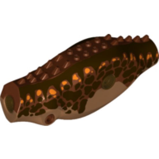 Animal, Body Part Dinosaur Middle Indominus rex/Carnotaurus with Reddish Brown Top with Dark Brown Side Stripes and Dark Brown and Orange Spots Pattern