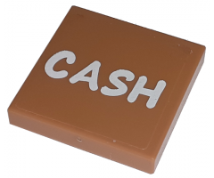 Tile 2 x 2 with White 'CASH' Pattern (Sticker) - Set 71016