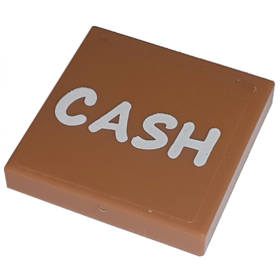 Tile 2 x 2 with White 'CASH' Pattern (Sticker) - Set 71016