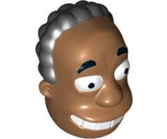 Minifigure, Head, Modified Simpsons Dr. Hibbert with Black Hair Pattern