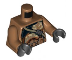 Torso SW Armor Camouflage Clone Trooper with Dark Tan Diagonal Belt Pattern / Medium Nougat Arms / Black Hands