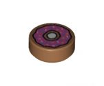 Tile, Round 1 x 1 with Doughnut with Dark Pink Frosting and Sprinkles Pattern
