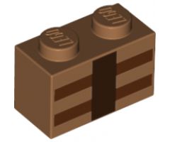 Brick 1 x 2 with Reddish Brown and Dark Brown Minecraft Crafting Table Lines Pattern