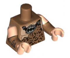 Torso Batman Muscles Outline with Animal Print Top and Stone Batman Logo Pendant Pattern / Fur Cuffs with Light Nougat Upper Arms / Light Nougat Hands