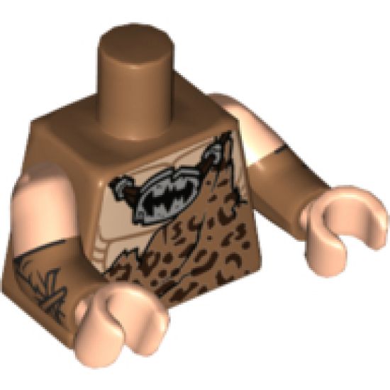 Torso Batman Muscles Outline with Animal Print Top and Stone Batman Logo Pendant Pattern / Fur Cuffs with Light Nougat Upper Arms / Light Nougat Hands