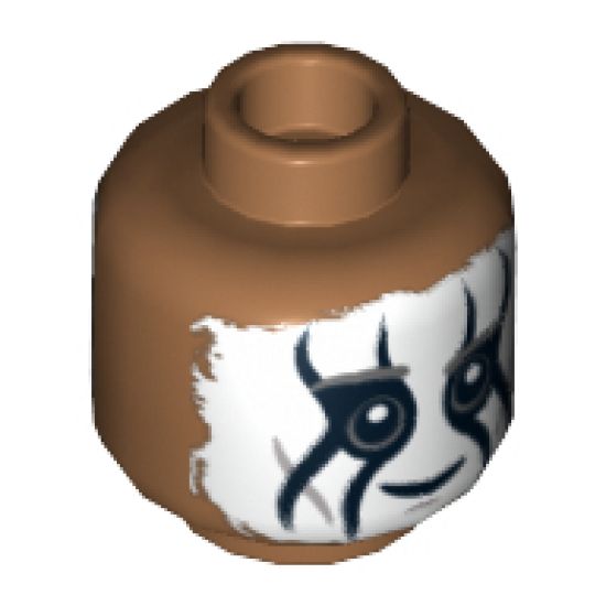 Minifigure, Head Dual Sided Face Paint, Smile / Mouth Open Scared Pattern (Tonto) - Hollow Stud