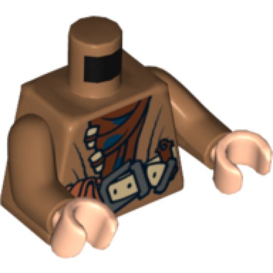 Torso LotR Coat with Brown Shirt and Belt with Pouch Pattern / Medium Nougat Arms / Light Nougat Hands