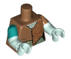 Torso Female Patchwork Ragdoll Pattern / Light Aqua Arms Short Sleeve and Sand Green Stitching Pattern / Light Aqua Hands