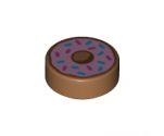 Tile, Round 1 x 1 with Doughnut with Bright Pink Frosting and Sprinkles Pattern