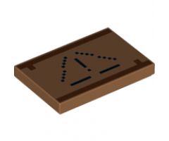 Tile 2 x 3 with Dark Brown Squares and Lines Pattern (Minecraft Warning Sign)