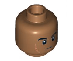 Minifigure, Head Black Eyebrows, Cheek Lines, Chin Dimple, White Pupils Pattern - Hollow Stud