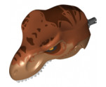 Animal, Body Part Dinosaur Head Tyrannosaurus rex with Pin, White Teeth, Dark Orange Top and Dark Brown Stripes Pattern