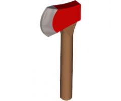 Minifigure, Utensil Axe with Red Head and Silver Blade Pattern