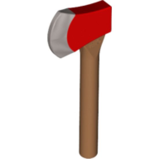 Minifigure, Utensil Axe with Red Head and Silver Blade Pattern