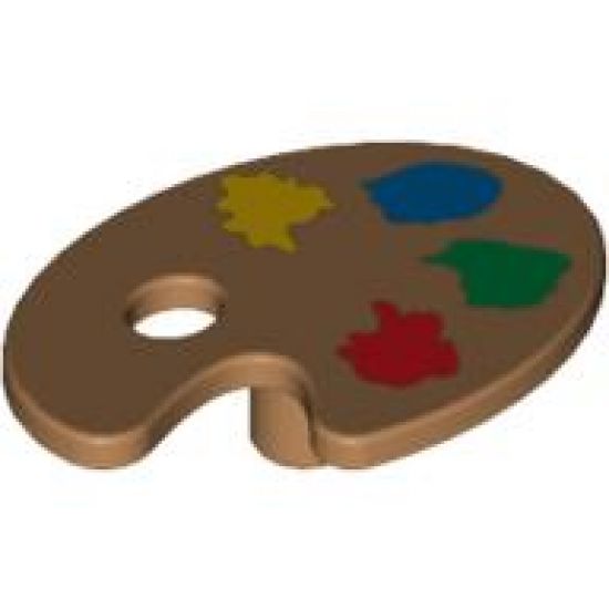 Minifigure, Utensil Paint Palette with Yellow, Blue, Green and Red Paint Spots Pattern
